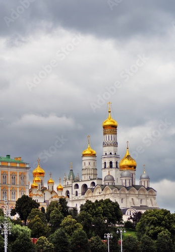 Moscow Kremlin architecture. Blue sky background. 