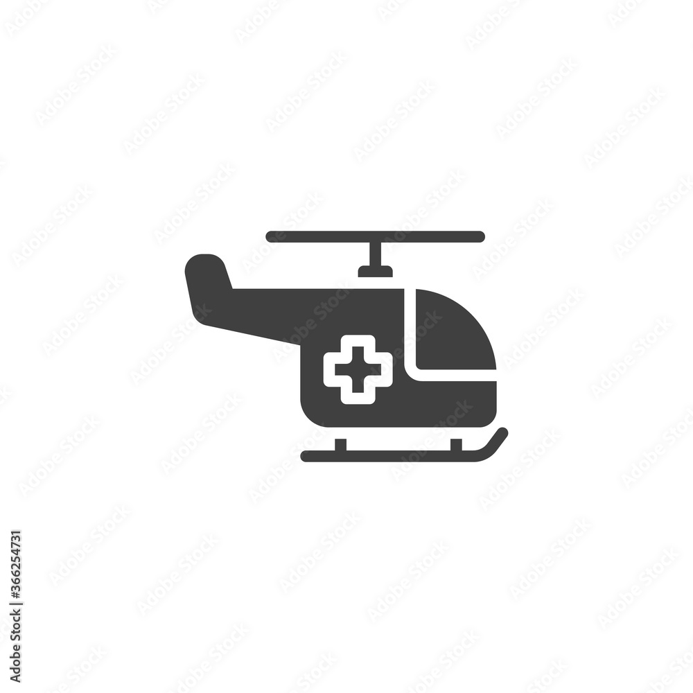 Emergency Helicopter vector icon. filled flat sign for mobile concept and web design. Ambulance helicopter glyph icon. Symbol, logo illustration. Vector graphics Emergency Helicopter vector icon. filled flat sign for mobile concept and web design. Ambulance helicopter glyph icon. Symbol, logo illustration. Vector graphics