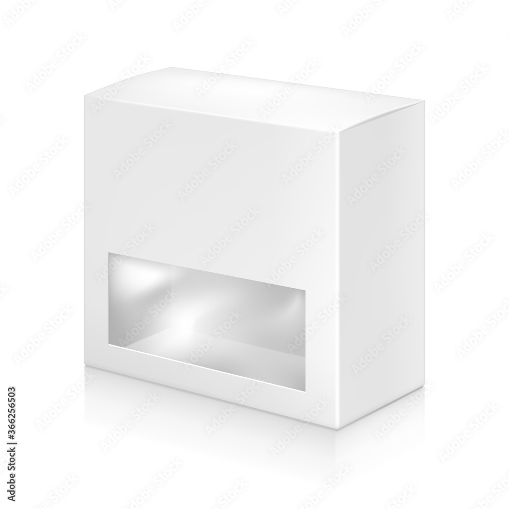 Paper white box with window mock-up template.