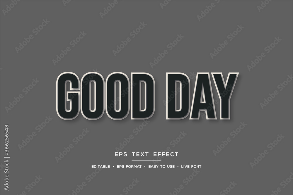 Premium EPS text style effect 3d black with white lines.