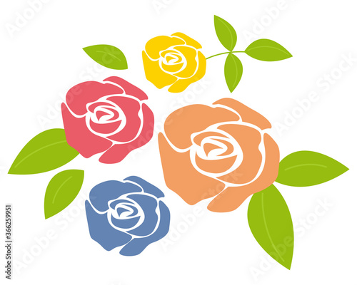 カラフルなバラの花のベクターイラスト