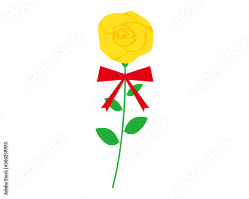 黄色い薔薇をリボンで結んだベクターイラスト