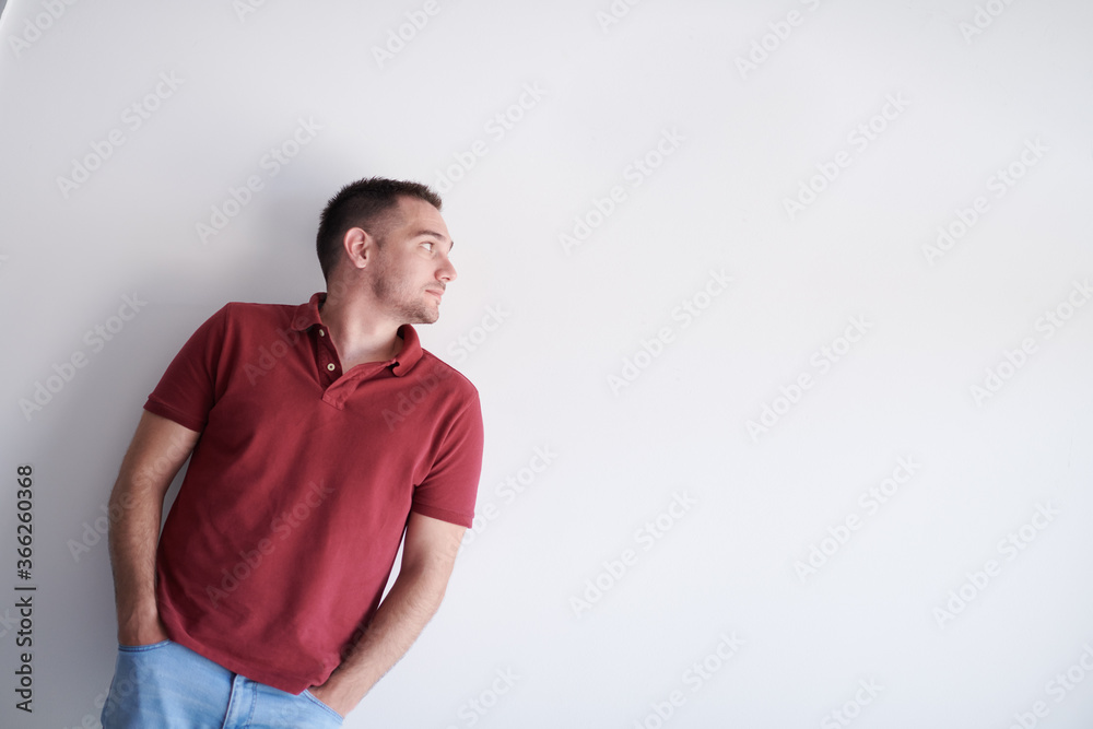 portrait of casual startup businessman wearing a red T-shirt portrait of casual startup businessman wearing a red T-shirt