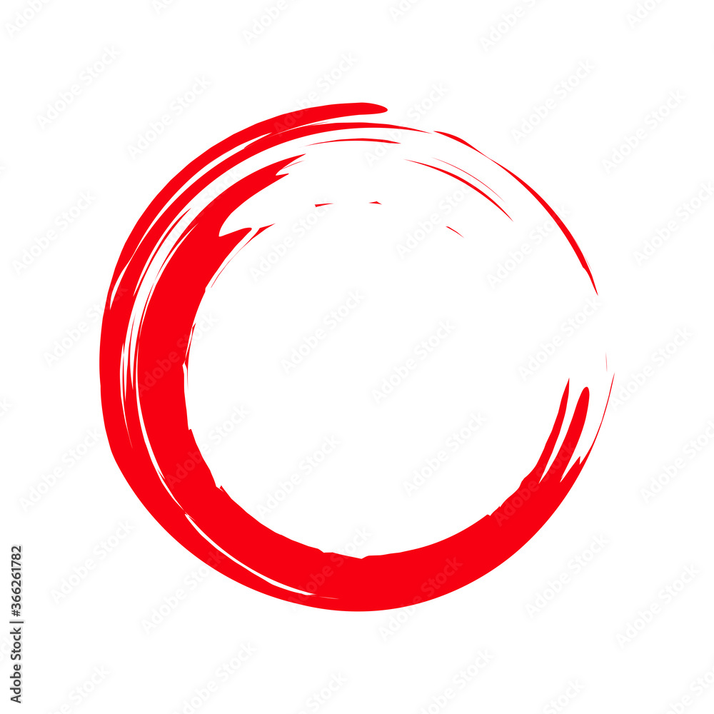 Circle brush stroke vector isolated on white background.Red enso zen circle brush stroke.For round stamp, seal, ink and paintbrush design template.Grunge hand drawn circle shape,vector illustration Circle brush stroke vector isolated on white background.Red enso zen circle brush stroke.For round stamp, seal, ink and paintbrush design template.Grunge hand drawn circle shape,vector illustration