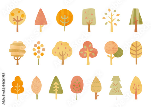 Wallpaper Mural 北欧風の秋の木のイラストのセット／おしゃれ／かわいい／森 Torontodigital.ca