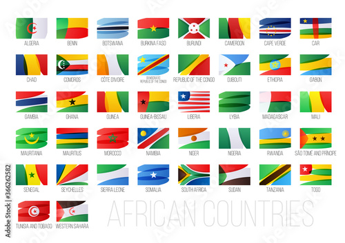 African countries flags set. National symbols illustration.