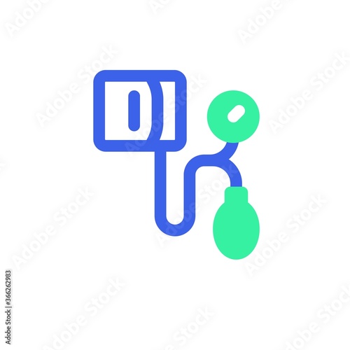 Medical tonometer icon vector, filled flat sign, bicolor pictogram, blood pressure tonometer green and blue colors. Symbol, logo illustration