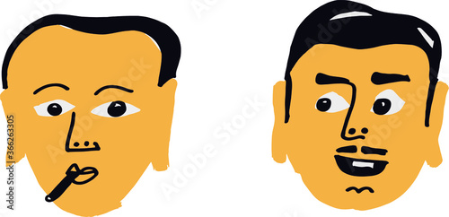 vector illustration of two cartoon faces