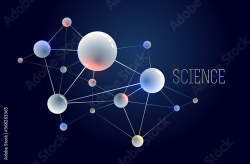 Molecules and atoms vector abstract background, science chemistry and physics theme illustration, micro and nano research and technology theme, microscopic particles.