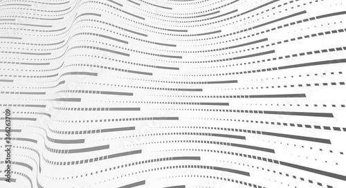 Technology vector abstract background with lines big data flow, 3D abstraction of nanotechnology and science, electronics and digital style, wire net dimensional perspective.