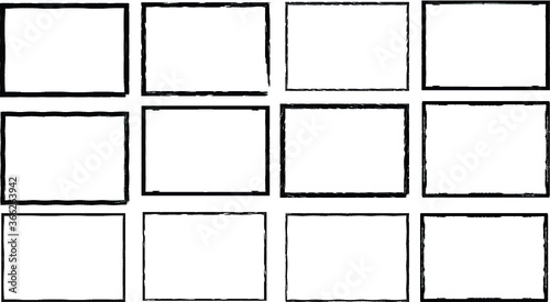 Set of Grunge Black and White Frames . textured rectangles for image