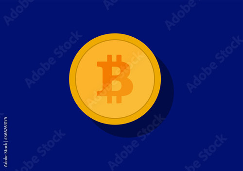 Bitcoin simple gold coin vector illustration