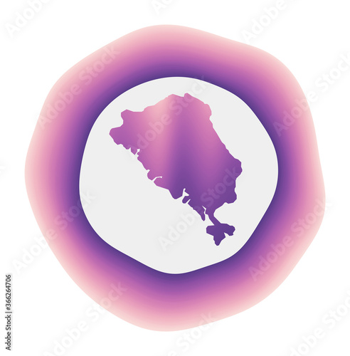 Colon Island icon. Colorful gradient logo of the island. Purple red Colon Island rounded sign with map for your design. Vector illustration. © Eugene Ga