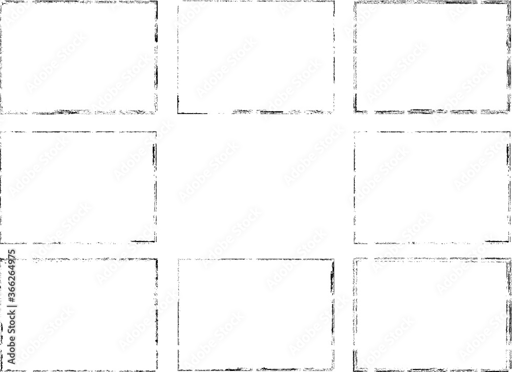 Set of Grunge Black and White Frames . textured rectangles for image