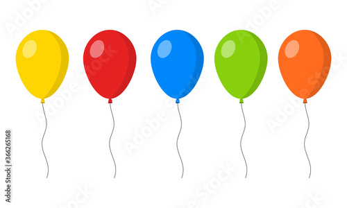 Set of colorful balloons. Vector illustration in flat style. Selebration and holiday concept. Birthday party decoration.