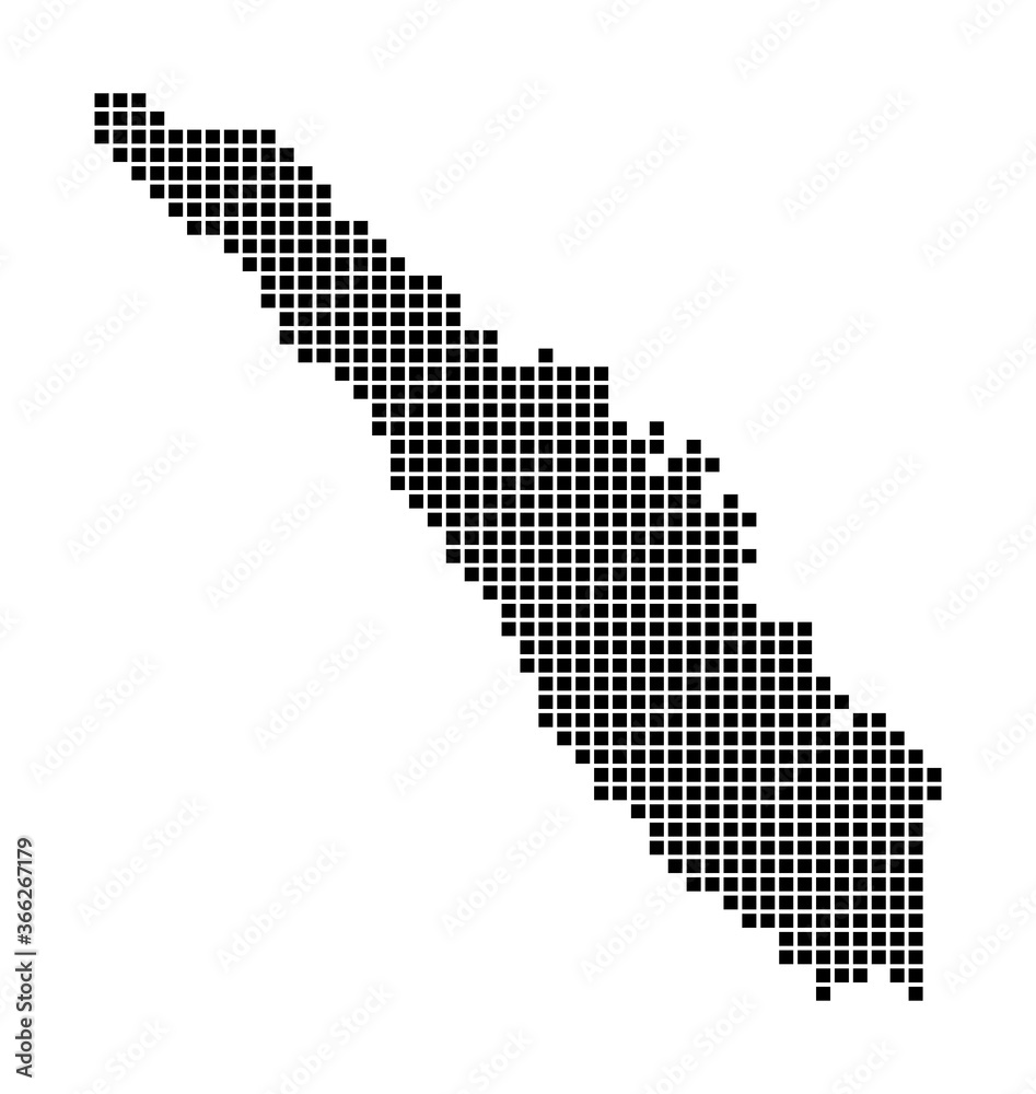 Sumatra map. Map of Sumatra in dotted style. Borders of the island filled with rectangles for your design. Vector illustration.