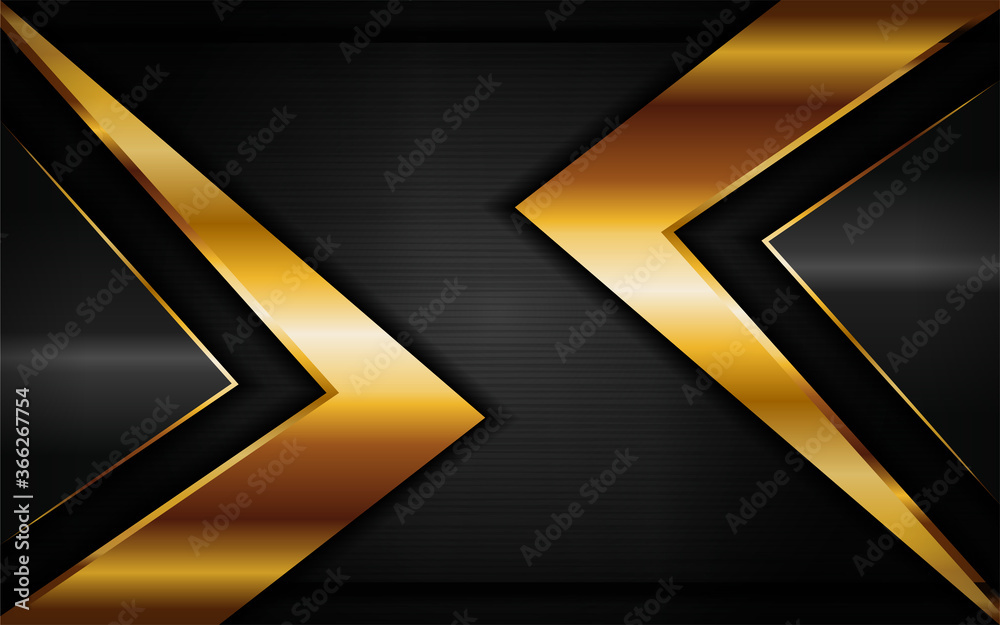Luxury dark background with golden lines composition. Graphic design element.