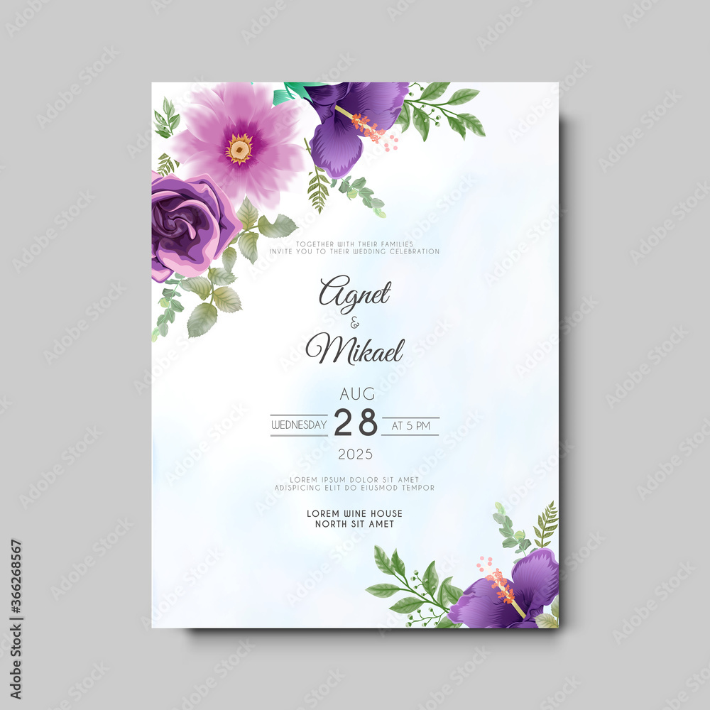beautiful and elegant wedding invitation floral concept