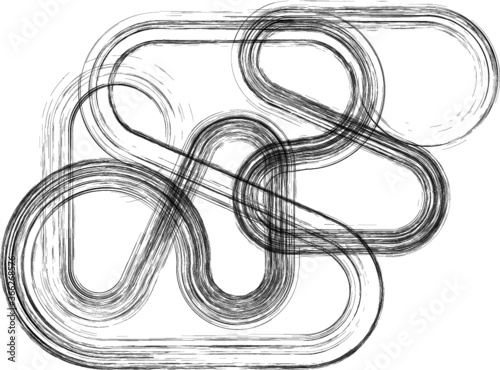 Vector Logo Design Template . Curved brush stroke . Swirl Grunge Shapes . 