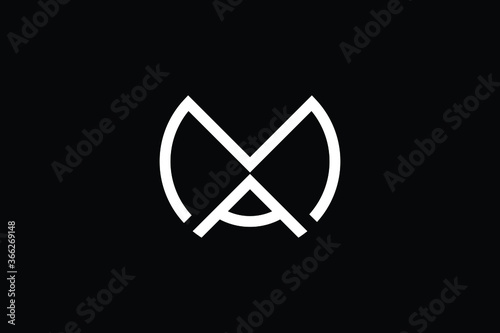Minimal Innovative Initial AM logo and MA logo. Letter AM MA creative elegant Monogram. Premium Business logo icon. White color on black background