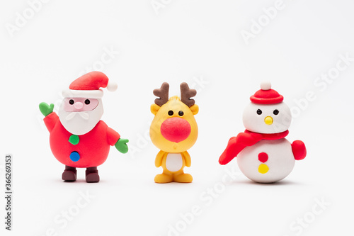 close up of christmas elements blister eraser with white background