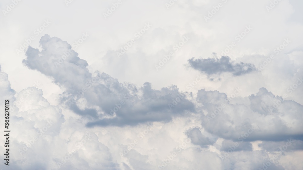 Fototapeta premium Beautiful gray and white clouds in the white sky, panorama