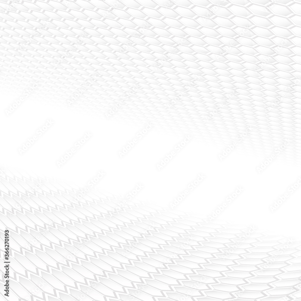 White abstract background with 3d geometric shapes and vision perspective. Futuristic minimal design