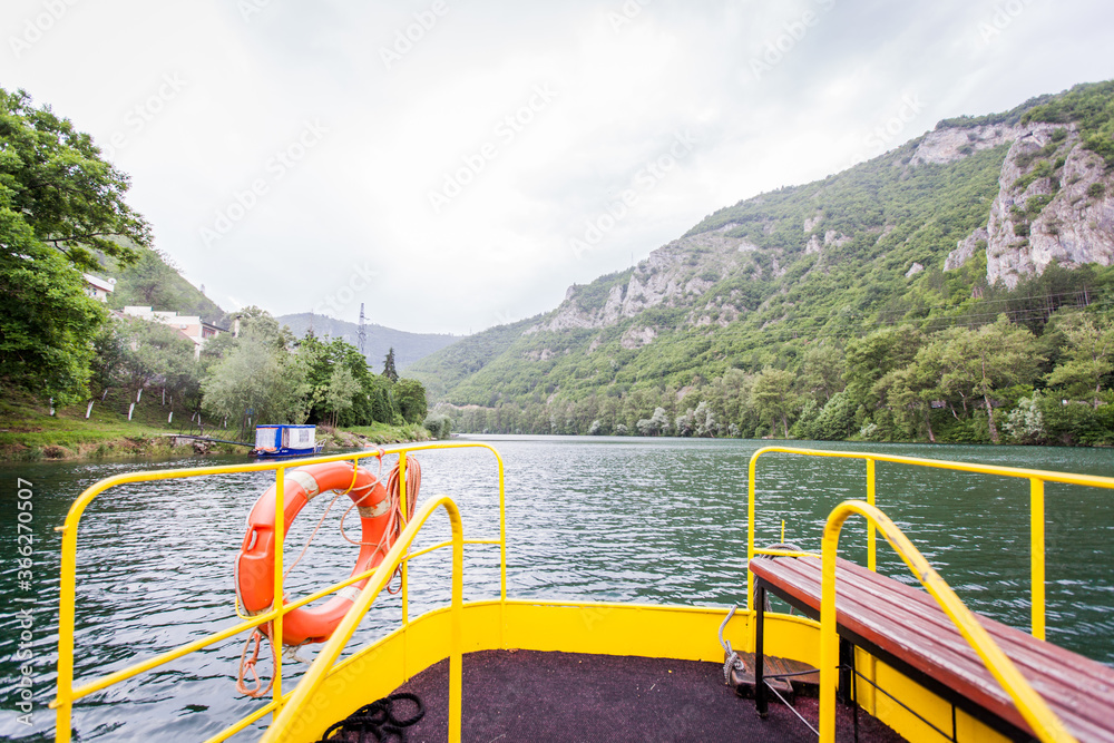 Rivers cruise ship on Drina river Rivers cruise ship on Drina river