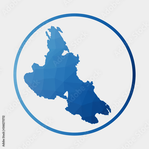 Krk icon. Polygonal map of the island in gradient ring. Round low poly Krk sign. Vector illustration.