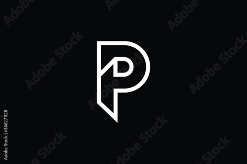 Fototapeta Naklejka Na Ścianę i Meble -  Minimal Innovative Initial P logo and PP logo. Letter P PP creative elegant Monogram. Premium Business logo icon. White color on black background