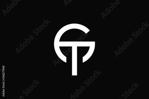 Minimal Innovative Initial GT logo and TG logo. Letter GT TG creative elegant Monogram. Premium Business logo icon. White color on black background