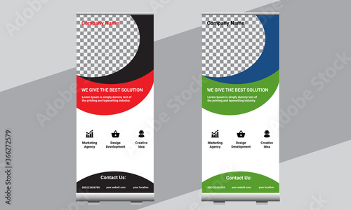 The roll-up banner, modern abstract design for advertising information, photo, text, business concept stand for conference, seminar, stylish background vector