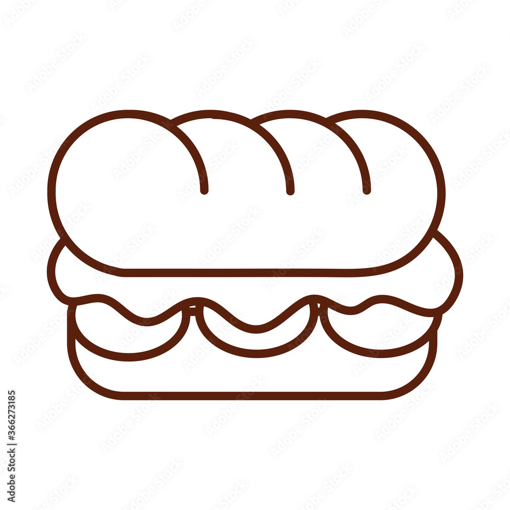 fast food sandwich dinner and menu, tasty meal and unhealthy line style icon