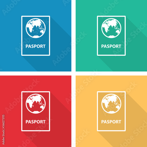  pasport icon black vector. travel icon with long shadow 