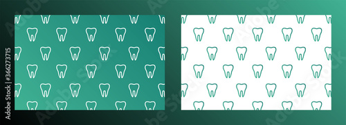 Stylized doodle, hand drawn outline of teeth. A seamless tooth pattern background. Decorative oral dental hygiene vector illustration