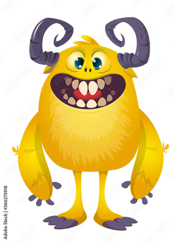 Obraz premium Happy cartoon monster character. Halloween vector illustration