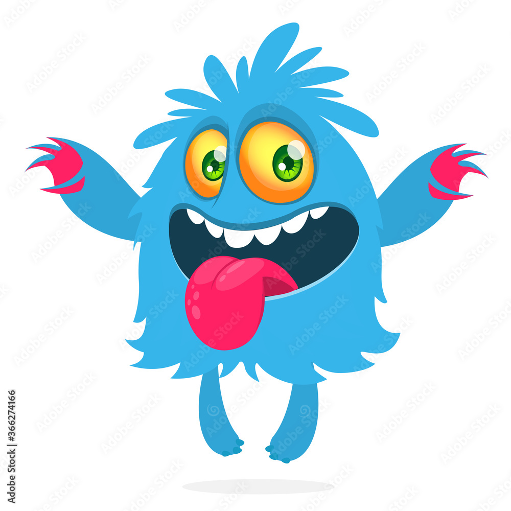 Naklejka premium Happy cartoon monster character. Halloween vector illustration