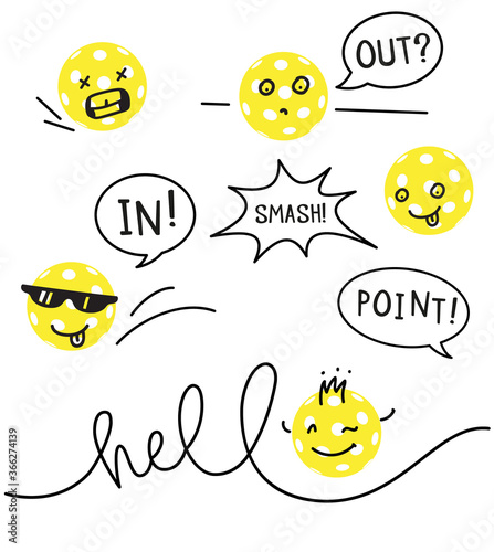 Pickleball with speech bubbles