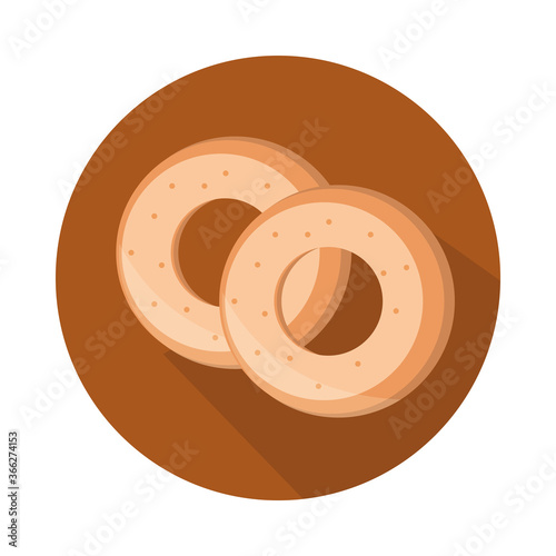 bread rings menu bakery food product block and flat icon