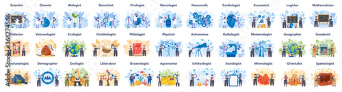 Big scientist profession concept illustration. Idea of scientific research