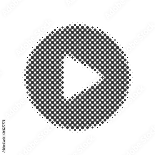 Isolated black play icon symbol with halftone structure
