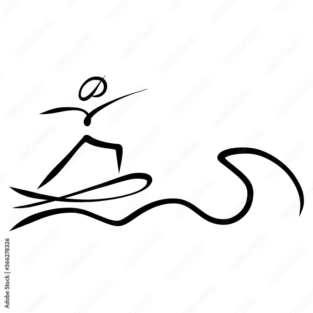 man is surfing while standing on board or fish man is surfing while standing on board or fish