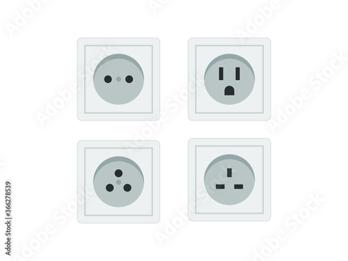 Socket icon set. Socket vector set illustration. Electricity socket set vector. 