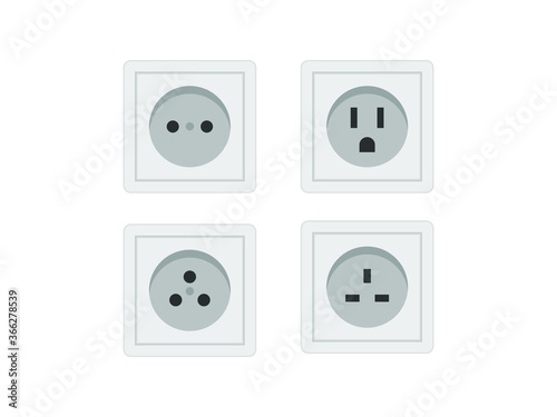 Socket icon set. Socket vector set illustration.   Electricity socket set vector. 