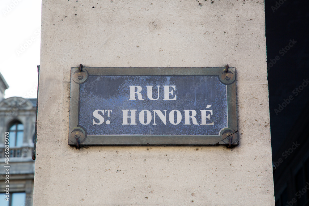St Honore Street Sign; Paris