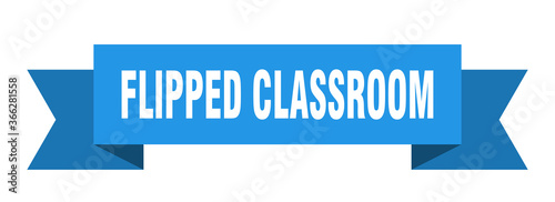 flipped classroom ribbon. flipped classroom paper band banner sign