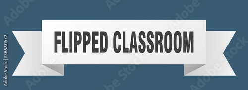 flipped classroom ribbon. flipped classroom paper band banner sign