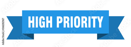 high priority ribbon. high priority paper band banner sign