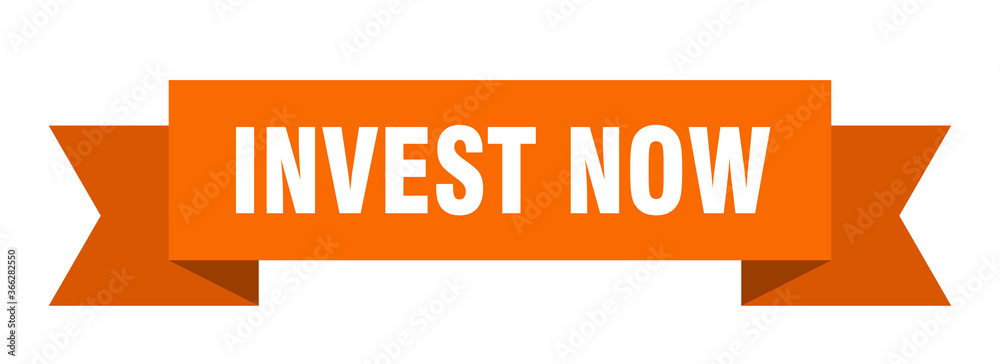 invest now ribbon. invest now paper band banner sign invest now ribbon. invest now paper band banner sign