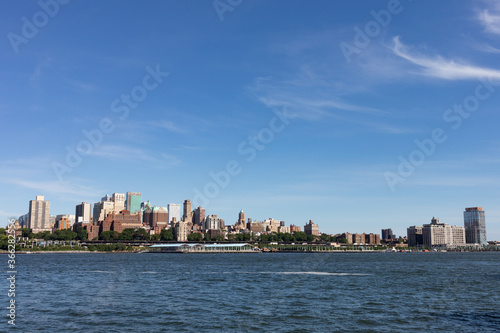 Brooklyn Heights Neighborhood Skyline along the East River in New York City on a Beautiful Day